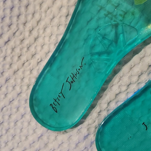 Betsey Johnson Evviee Sandals, Teal Jelly Slides Flowers Slip On Size 8 (#5) - Picture 3 of 6